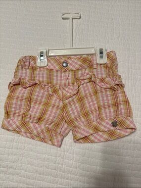 Paola Bimbi Plaid Ruffled Girls' Shorts - Pink Green & Yellow